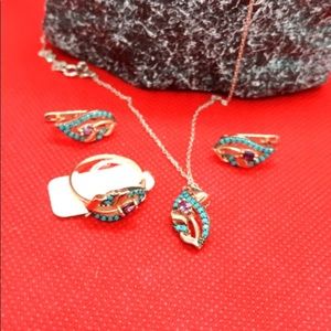 925 Sterling Silver set. Turquoise, amethyst